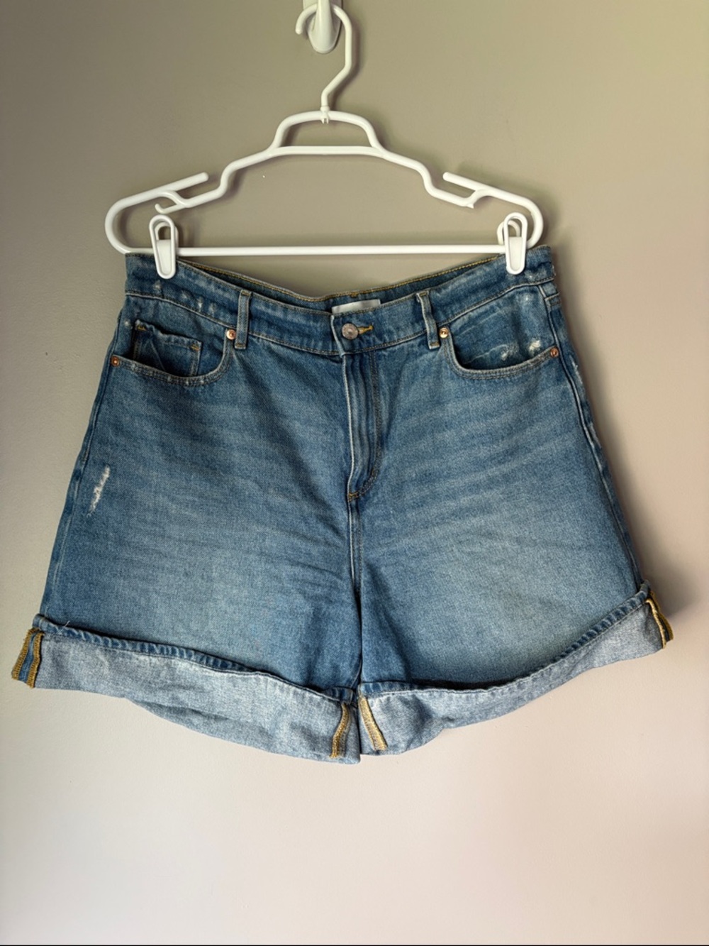 LOFT A-Line High Rise Mom Denim Cuff Shorts